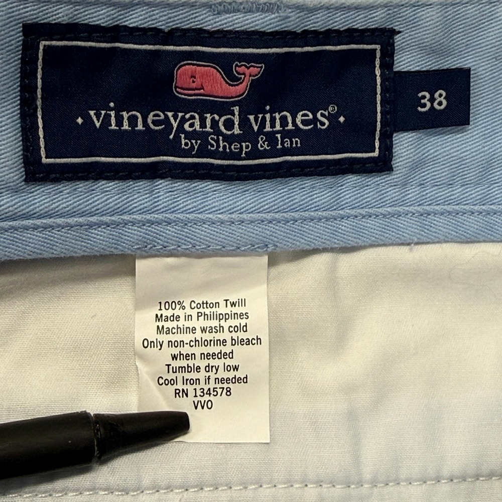 Vineyard Vines Mens 38 9 Inch Club Shorts Light Blue Cotton Twill NWT Chino Golf - Picture 3 of 10